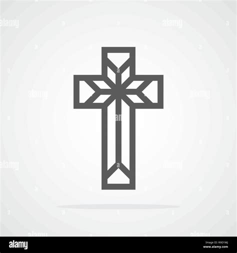 Gray Christian Cross Icon In Flat Design Vector Illustration Abstract