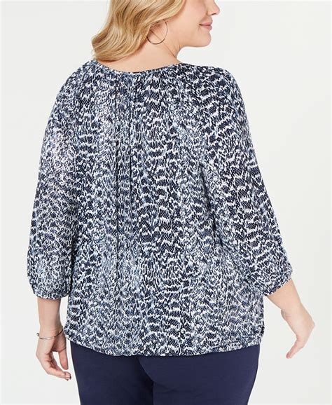 Michael Kors Plus Size Printed 3 4 Sleeve Top Macys