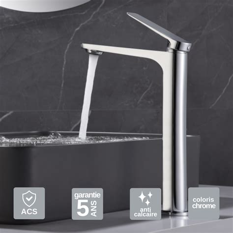 Robinet Mitigeur De Lavabo Anti Calcaire Bec Haut Chrome IMEX NAPOLES