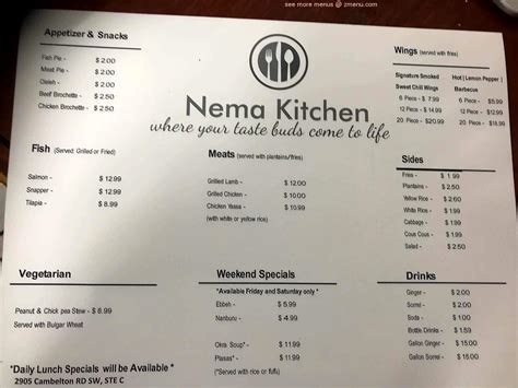 Menu At Nema Kitchen Restaurant Atlanta