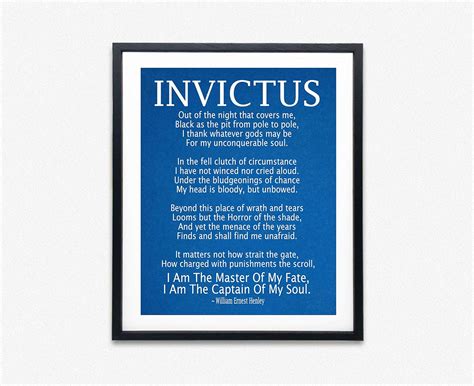 Invictus Poem Framed Art Print By William Ernest Henley Blueprint Posters And Prints