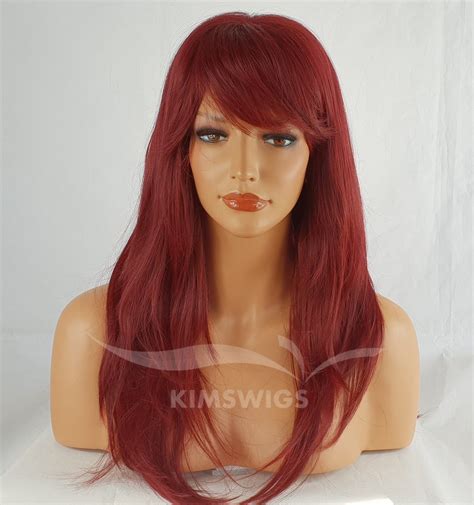 Ladies Womens Long Vibrant Red Heat Resistant Synthetic Wig Uk Etsy