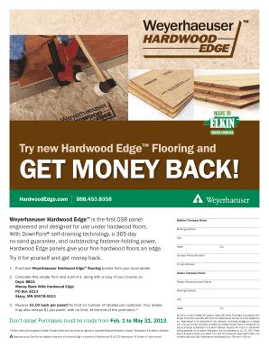 Fillable Online Hardwood Edge Rebate Form Weyerhaeuser Fax Email