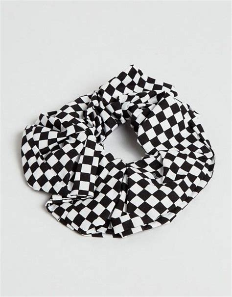 ASOS DESIGN Scrunchie Hair Tie In Checkerboard Print ASOS Scrunchie