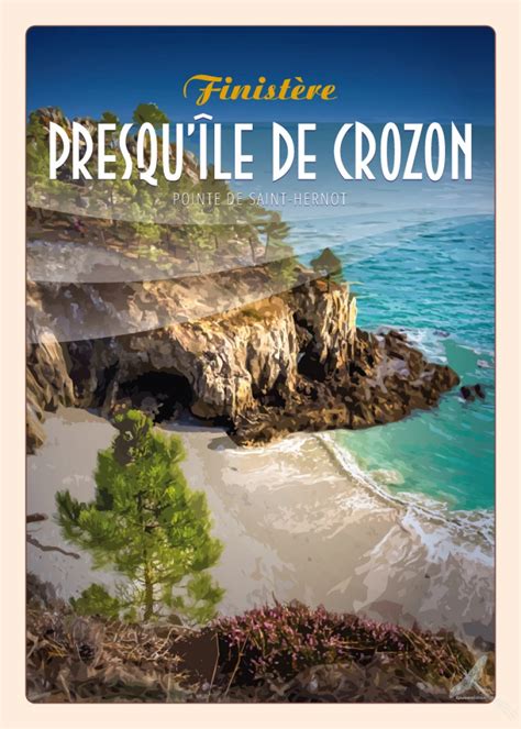 Affiche Vintage De La Pointe Saint Hernot De La Presqu Le De Crozon