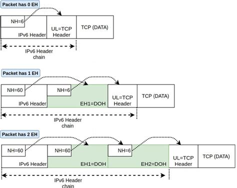 Ipv6 Packets With Zero One And Two Extended Header Fields Download Scientific Diagram