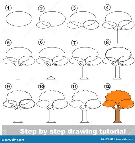 Esercitazione Del Disegno Albero Illustrazione Vettoriale Illustrazione Di Fumetto Vettore