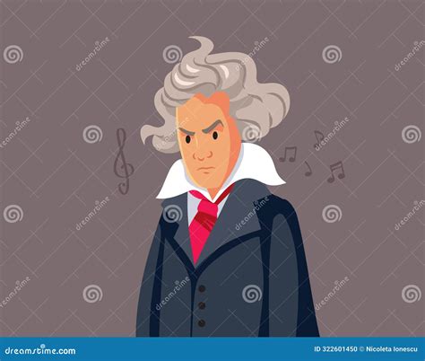 Portrait Of Ludwig Van Beethoven Vector Cartoon Illustration