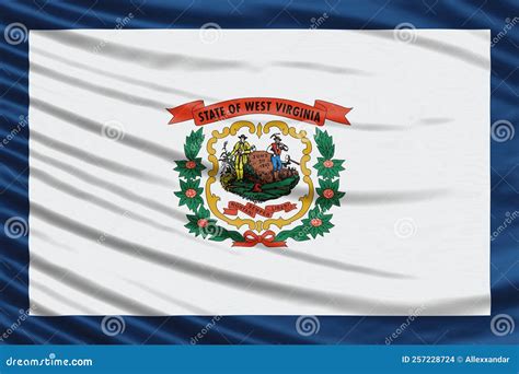 West Virginia State Flag Wave Close Up West Virginia Flag Stock Photo