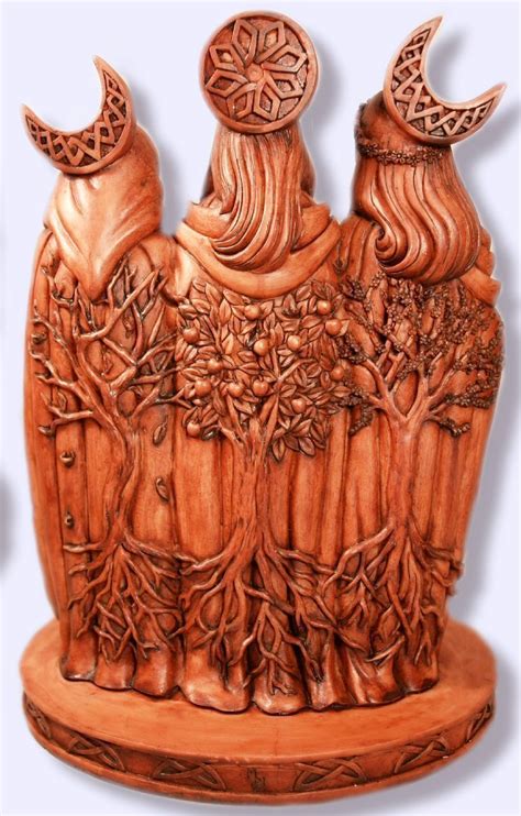 Maid Mother Crone Triple Goddess Pagan Wicca Wood Look Finish Statue