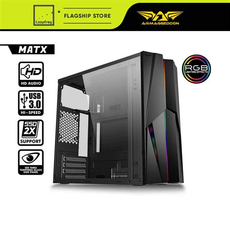 Armaggedon Tron X Matx Pc Gaming Case Rgb Light Strip Front Panel