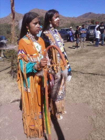 Naelyn And Nizhoni Pike Participate In The San Carlos Apache Tribes