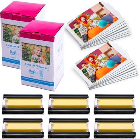 2 Pack Compatible With Canon Selphy Cp1300 Ink And Paper Kp 108in 6 Color Ink