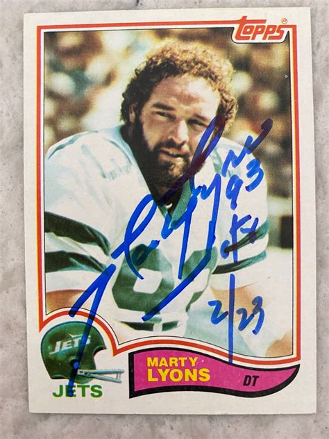 Marty Lyons Signed NEW YORK JETS Card 1982 Topps EBay