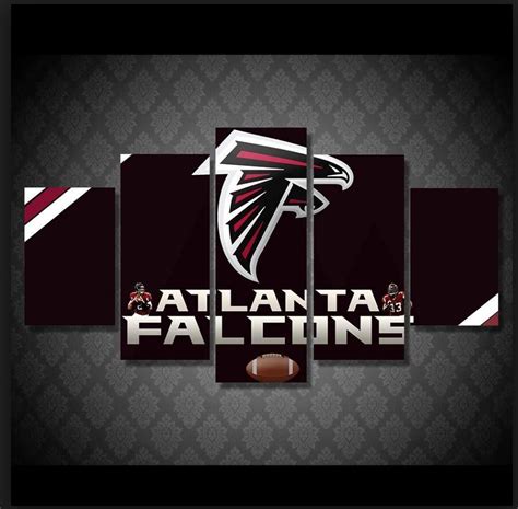 Atlanta Falcons Logo Football 5 Panel Canvas Art Wall Decor Canvas