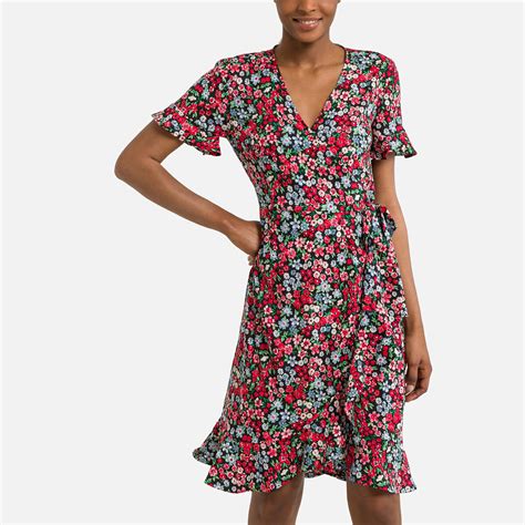 Floral Wrapover Midi Dress Floral Print Only Tall La Redoute