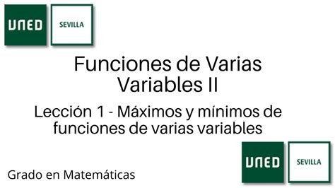 Lecci N M Ximos Y M Nimos En Varias Variables Funciones De Varias