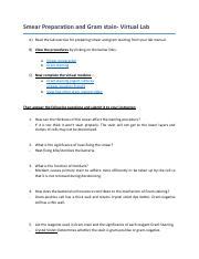 Lab Smear Preparation And Gramstain Virtuallab Pdf Smear