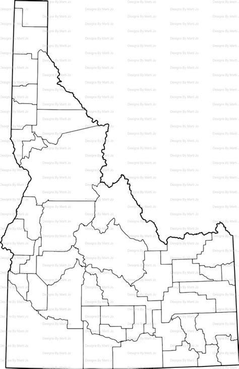 Printable Idaho Map Printable Id County Map Digital Etsy