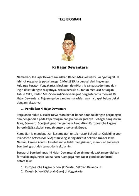 SOLUTION Teks Biografi Ki Hajar Dewantara Bahasa Indonesia