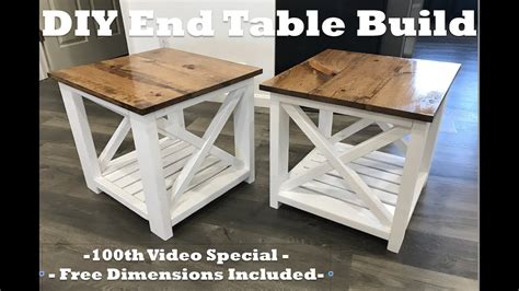 Diy Farmhouse End Table Build Easy Build With Minimal Tools Tutorial Video Dimensions