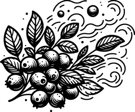 Premium Vector Cranberry Stem Black Vector Outline Illustration