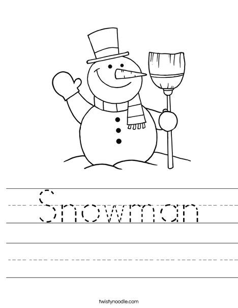 Snowman Worksheet Twisty Noodle Worksheets Library