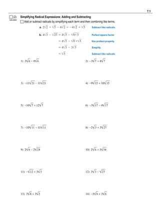 Simplifying Radicals Exercises To Practice Pdf Worksheets Library