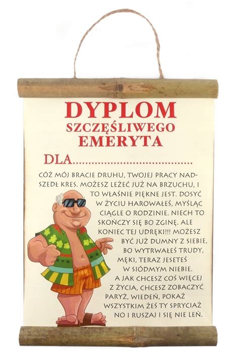 Dyplom prezent na EMERTURĘ dla EMERYTKI EMERYTA Emerytura dyplom dla