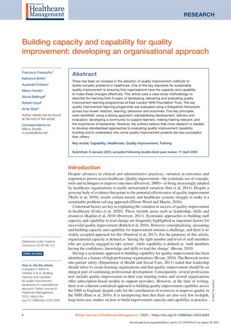 PDF Building Capacity And Capability For Quality Improvement