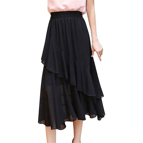 Jfopqvsm Summer Chiffon Skirts For Women Irregular Layered Ruffle Hem