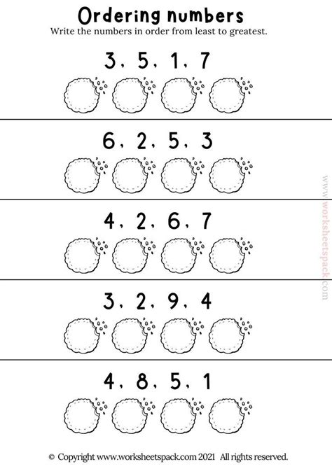 Ordering Of Numbers Worksheets