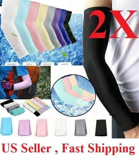 2 Pair Unisex Outdoor Sports Cooling Arm Sleeves Cover Uv Sun