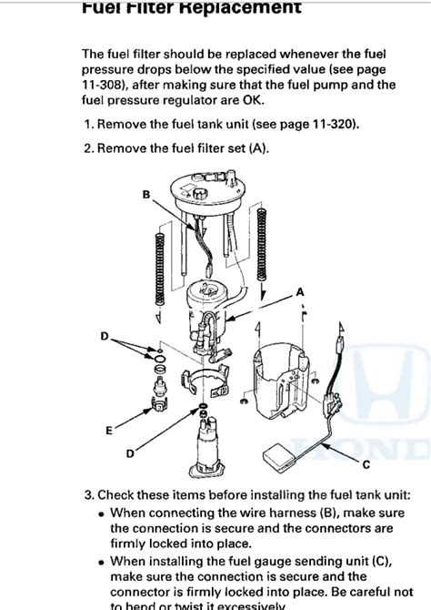 Honda Civic Replace Fuel Filter Element Low Pressure Change