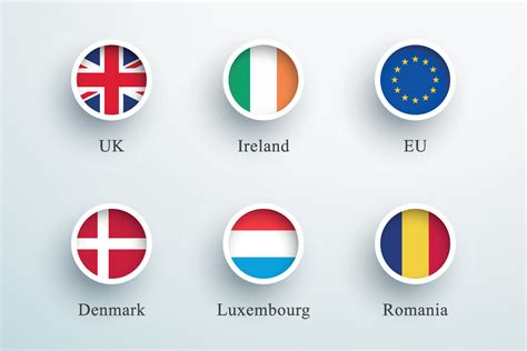 Round Flag Icon Set UK Ireland EU Denmark 12963204 Vector Art at Vecteezy