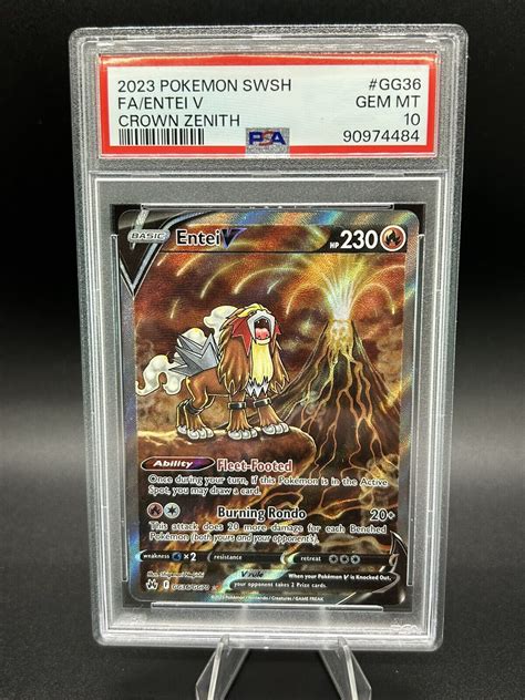 Pokemon Swsh Crown Zenith Gg Gg Entei V Psa Gem Mint Ebay