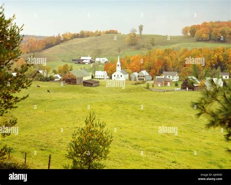 Village Of East Corinth In Vermont Usa During Fall Foliage Season Stock