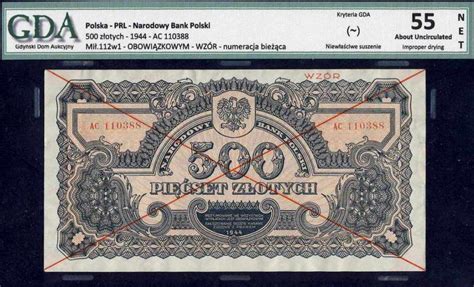 WZÓR 500 złotych 1944 obowiązkowym GDA 55 archiwum niemczyk pl