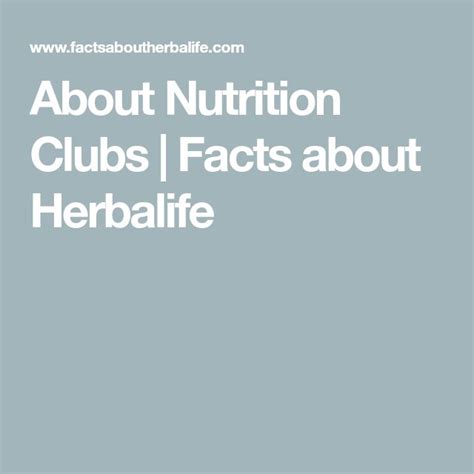 About Nutrition Clubs Facts About Herbalife Nutrition Club