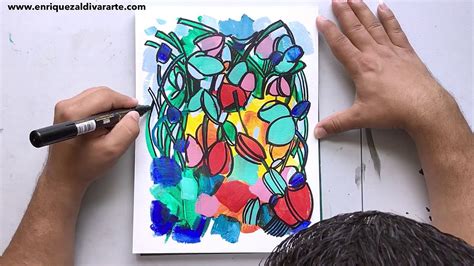 Técnica Mixta Trabajo Creativo Con Acrílico Y Marcadores Pintura Y