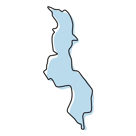 Premium Vector Stylized Simple Outline Map Of Malawi Icon Blue