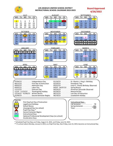 School Calendar Los Angeles - Jacki Rhodia