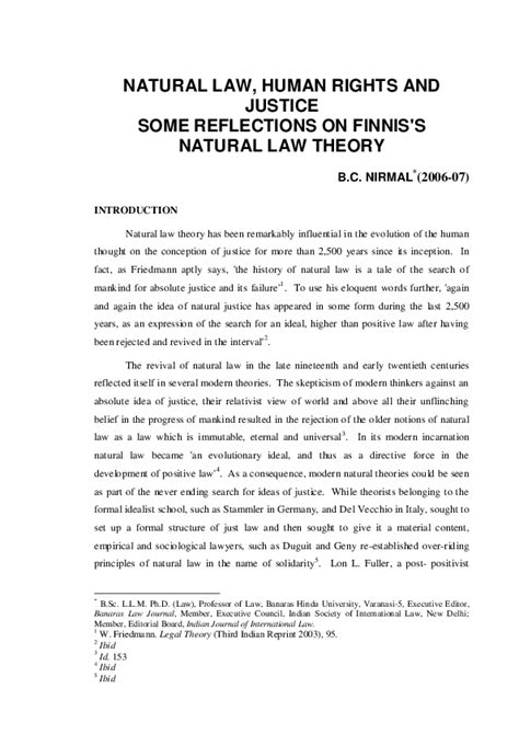 (PDF) NATURAL LAW, HUMAN RIGHTS AND JUSTICE SOME REFLECTIONS ON FINNIS ...