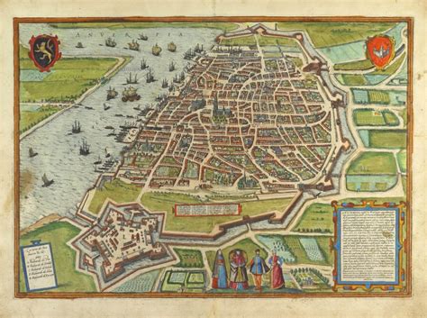 Antwerp By Georg Braun And Frans Hogenberg Sanderus Antique Maps