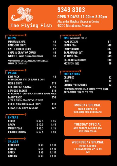 Menu The Flying Fish