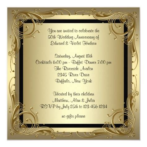 Elegant Gold 50th Wedding Anniversary Party Invitation