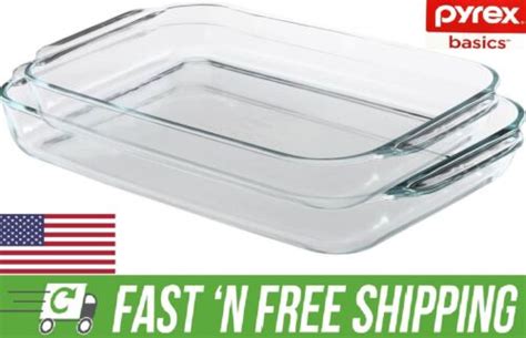 Pyrex Basics 3Qt 2Qt Glass Oblong Baking Dish Clear Bakeware