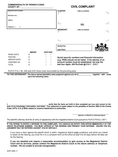 Pa Aopc 308a 11 Complete Legal Document Online Us Legal Forms