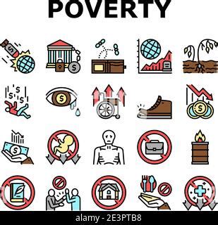 Poverty Destitution Collection Icons Set Vector Stock Vector Image