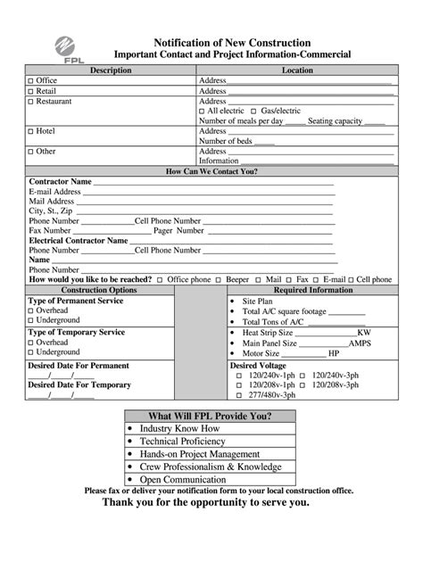 Fpl New Construction Application Fill Online Printable Fillable